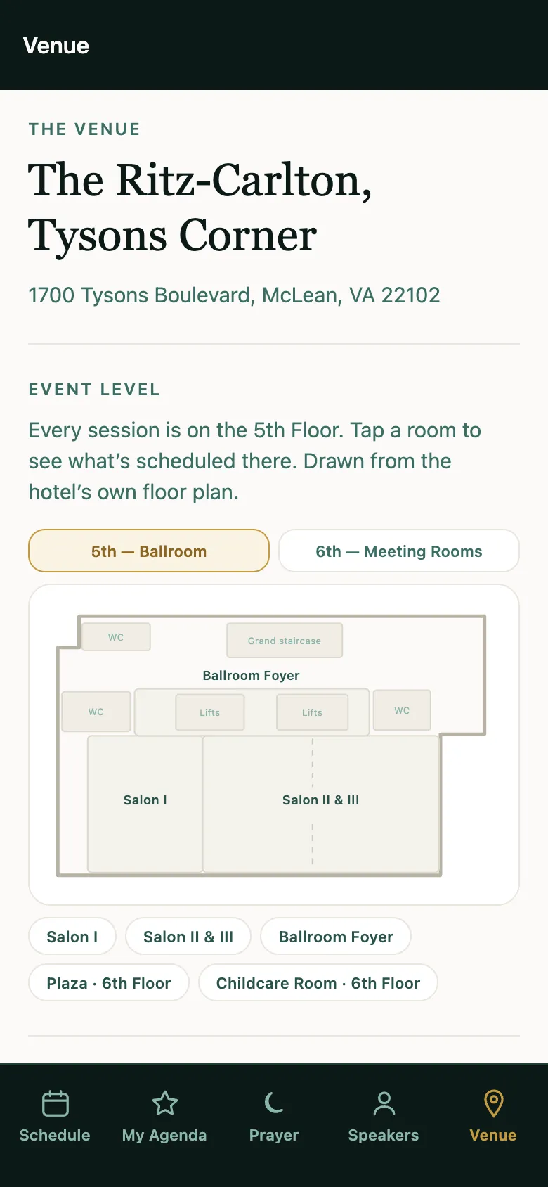 The venue floor map in the CDAC 2026 app